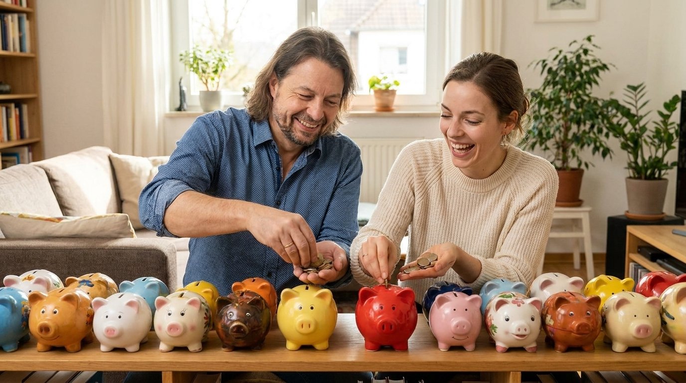 Reihe von Sparschweinen als Sinnbild für verschiedene Anlageklassen